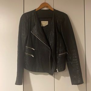 Maje navy pebbled leather jacket!